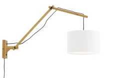 Best GOOD&MOJO Wandlamp Andes Naturel, Ø32cm, Bamboe en Eco linnen