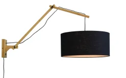 Discount GOOD&MOJO Wandlamp Andes Naturel, Ø47cm, Bamboe en Eco linnen