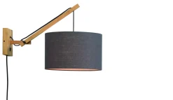 Outlet GOOD&MOJO Wandlamp Andes Naturel, Small, Bamboe en Eco linnen