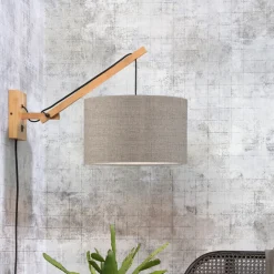 Outlet GOOD&MOJO Wandlamp Andes Naturel, Small, Bamboe en Eco linnen