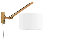 Outlet GOOD&MOJO Wandlamp Andes Naturel, Small, Bamboe en Eco linnen