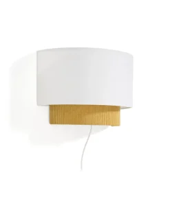 Sale Kave Home Wandlamp Bianella Rib Velvet, kleur Mosterdgeel