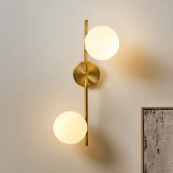 Sale Kave Home Wandlamp Brisia 2-lamps, Glas en messing Wit