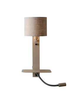 it's about RoMi Wandlamp Florence Met plankje en leeslamp, kleur Zand