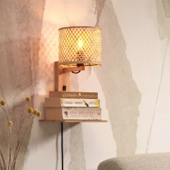 Outlet GOOD&MOJO Wandlamp Java Met plankje, Bamboe