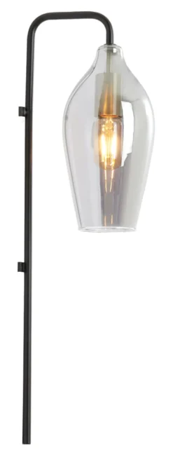 Clearance Light & Living Wandlamp Lukaro Glas, kleur /Mat Zwart Smoke