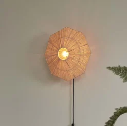 Outlet GOOD&MOJO Wandlamp Panama Raffia, kleur Naturel
