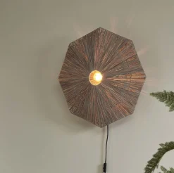 Outlet GOOD&MOJO Wandlamp Panama Raffia, kleur Grijs