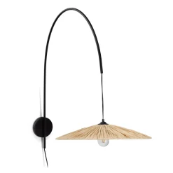 New Kave Home Wandlamp Rosella Raffia, kleur Naturel