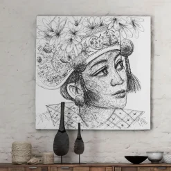 Hot MUST Living Wandpaneel Balinese Girl Kadek 100 x 100cm Zwart, Wit