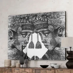 Clearance MUST Living Wandpaneel Balinese Twins 110 x 150cm Zwart, Wit