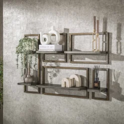 Best LifestyleFurn Wandplank Dishon Antiek Brass, Set van 5 stuks Brons antiek