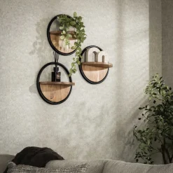 Outlet LifestyleFurn Wandplank Renée Acaciahout, Set van 3 stuks Massief acacia naturel