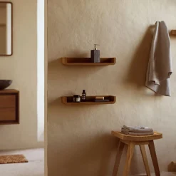 Discount Kave Home Wandplank Shamel Teakhout, Set van 2 stuks