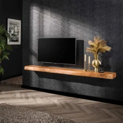Online LifestyleFurn Wandplank/TV-meubel Mac Acaciahout, 200cm Massief acacia naturel
