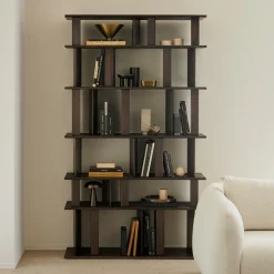 Outlet Ethnicraft Wandrek Block Gevernist Mahoniehout, 207 x 120cm, kleur Espresso Espresso Matte