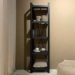 New Livingfurn Wandrek Norris Mangohout en staal, 200 x 55cm