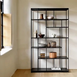 Clearance Ethnicraft Wandrek Studio Gevernist Teakhout, 205 x 120cm, kleur Zwart