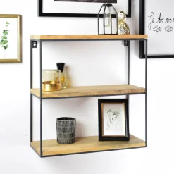 New Urban Interiors Wandrek Wally Mangohout en metaal, 45 x 45cm