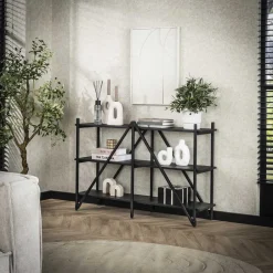 New LifestyleFurn Wandrek/Sidetable Jerrod Liquid metal, 85 x 130cm Grijs