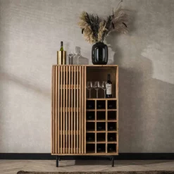Hot LifestyleFurn Wijnkast Sharolyn Massief Acaciahout, voor 15 flessen Massief acacia naturel
