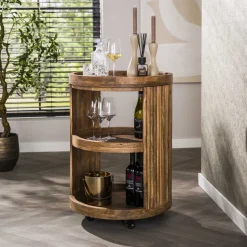 LifestyleFurn Wijntrolley Manna Mangohout Massief mango zand