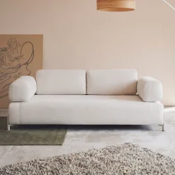 Outlet Kave Home 3-zits Bank Compo Chenille, Met armleuning, kleur Beige