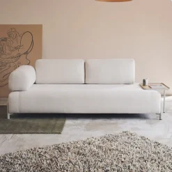 Outlet Kave Home 3-zits Bank Compo Met bijzettafel, Chenille, kleur Naturel