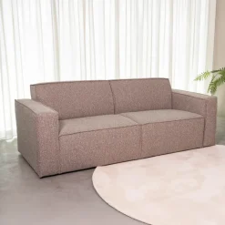 LABEL51 3-zits Bank Kay Bouclé, kleur Mushroom