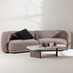 Clearance Nohr 3-zits Bank Macrina Organisch, Bouclé, 268cm, kleur Bruin