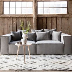 Hot Nohr 3-zits Bank Yulonda Linnen, kleur Grijs