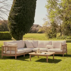 Outlet Kave Home 5-zits Hoek Loungeset Sacova Eucalyptushout Beige