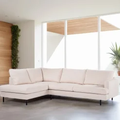 Outlet BASE 3-zits Hoekbank Aireal Rib, kleur Beige