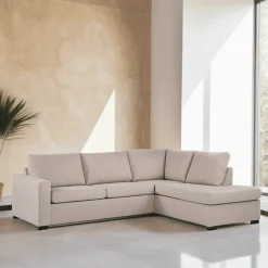 Sale BASE 3-zits Hoekbank Dino Linnenlook, kleur Beige