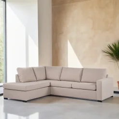 Sale BASE 3-zits Hoekbank Dino Linnenlook, kleur Beige