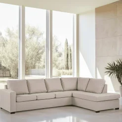 Hot BASE 4-zits Hoekbank Dino Linnenlook, kleur Beige