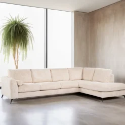 Discount BASE 3-zits Hoekbank Joetta Rechts, Rib, kleur Beige