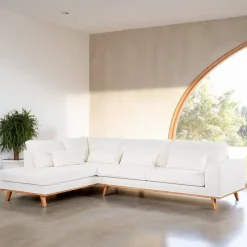 Hot BASE 3-zits Hoekbank Kirstan Bouclé, kleur Naturel