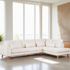 Online BASE 3-zits Hoekbank Kirstan Chenille, kleur Champagne