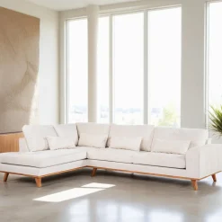 Online BASE 3-zits Hoekbank Kirstan Chenille, kleur Champagne