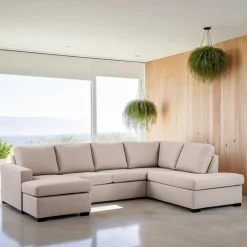 Sale BASE 3-zits Hoekbank Konica Geweven, kleur Beige