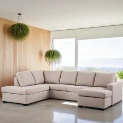 Sale BASE 3-zits Hoekbank Konica Geweven, kleur Beige