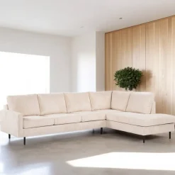 Hot BASE 3-zits Hoekbank Patricio Rib, kleur Beige