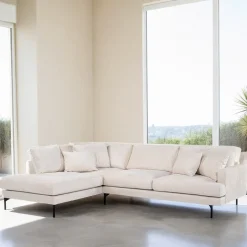 Hot BASE 3-zits Loungebank Faithe Chenille, kleur Naturel Champagne