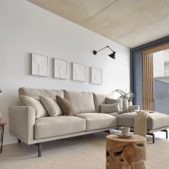 New Kave Home 3-zits Loungebank Galene 254cm Beige