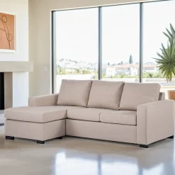 Best BASE 3-zits Loungebank Mael Links/Rechts, Linnenlook, kleur Beige