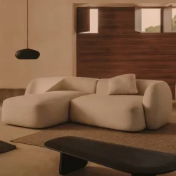 Kave Home 2-zits Loungebank Martina Structuurstof, 230cm, kleur Ecru