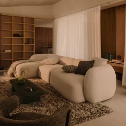 New Kave Home 4-zits Loungebank Martina Structuurstof, 377cm, kleur Ecru