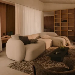 New Kave Home 4-zits Loungebank Martina Structuurstof, 377cm, kleur Ecru