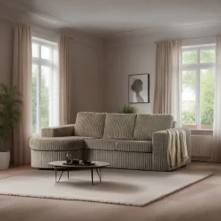 BASE 3-zits Loungebank Mats Links/Rechts, Rib, kleur Beige